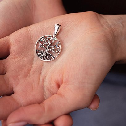 Срібна підвіска "Дерево життя" (фіаніт) 132727 №2