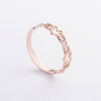 Золотое кольцо "Сердечки" к08479