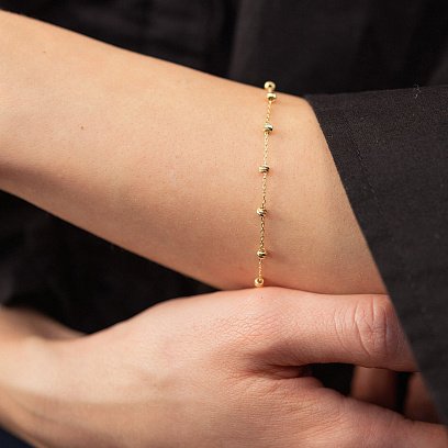 Браслет "Шарики" в желтом золоте б05217 №4