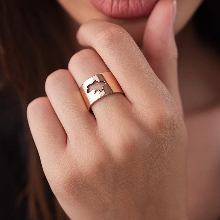 Каблучка "Моя Україна" у червоному золоті к07039 від ювелірного магазину Онікс - 7