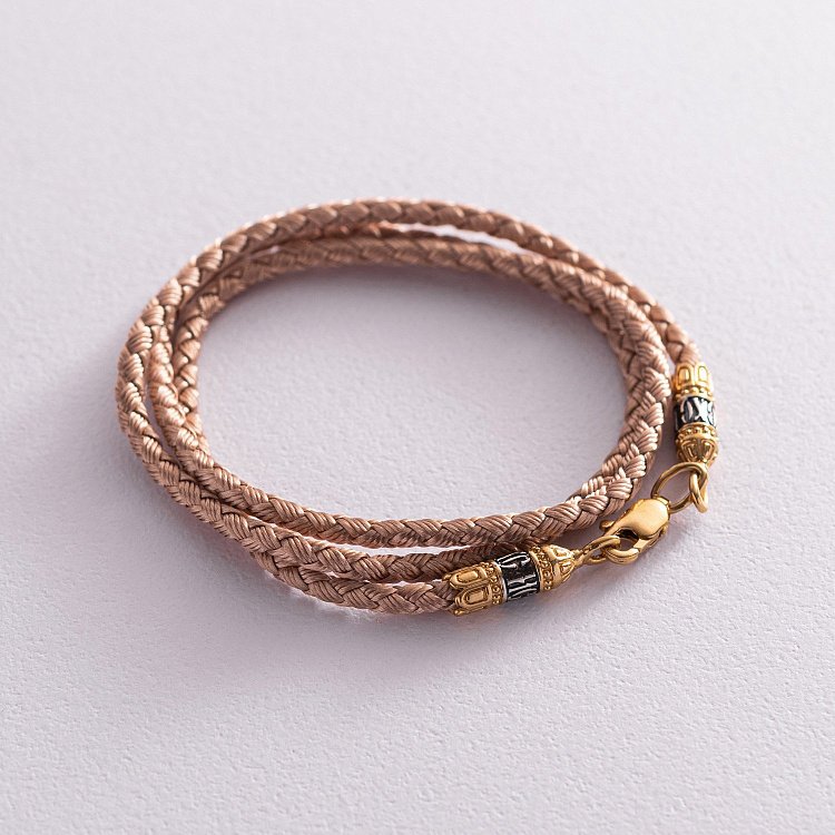 Шовковий шнурок зі срібною застібкою 18727 від ювелірного магазину Онікс