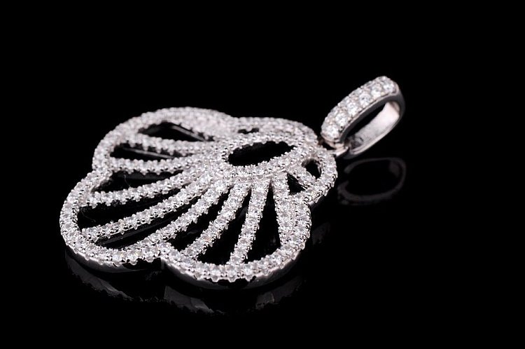 Серебряная подвеска с фианитами (родий) 131889 от ювелирного магазина Оникс - 1