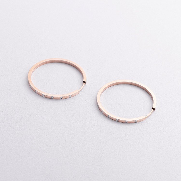 Сережки - кільця в червоному золоті с07416 від ювелірного магазину Онікс - 1