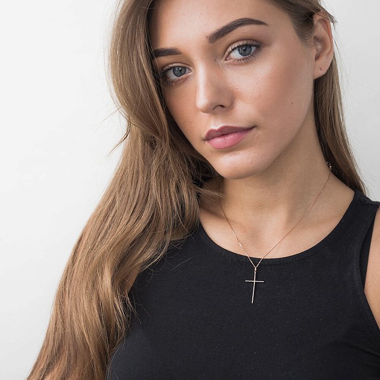 Золота підвіска - хрестик з діамантами пб0073ch від ювелірного магазину Онікс - 3