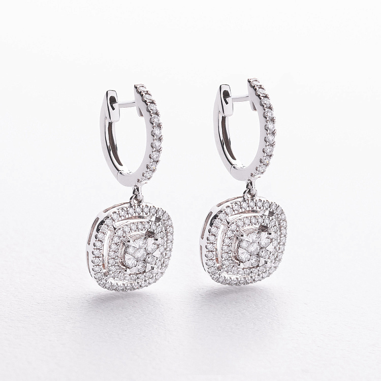 Серьги в белом золоте (бриллианты) сб0707ca от ювелирного магазина Оникс