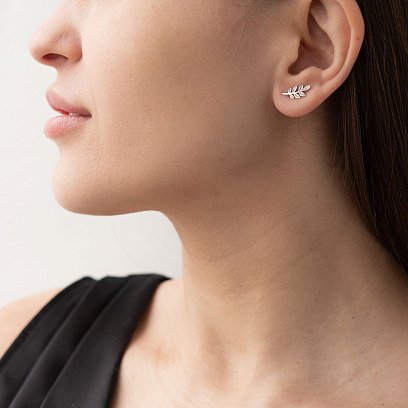 Срібні сережки - пусети "Гілочки" 122691 №5