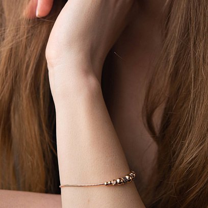 Браслет "Шарики" в красном золоте (фианиты) б05106 №6