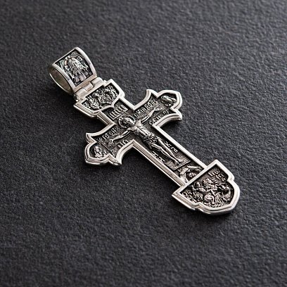 Серебряный православный крест "Распятие Христово. Деисус. Троица" 132733 №2