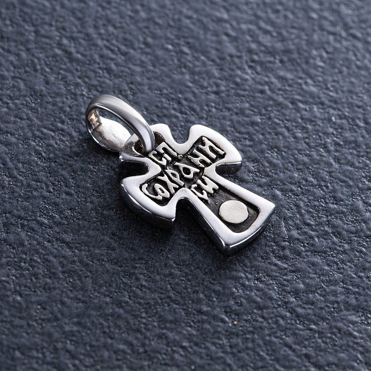 Православний золотий хрест "Розп'яття. Спаси і збережи" п03793 від ювелірного магазину Онікс - 3