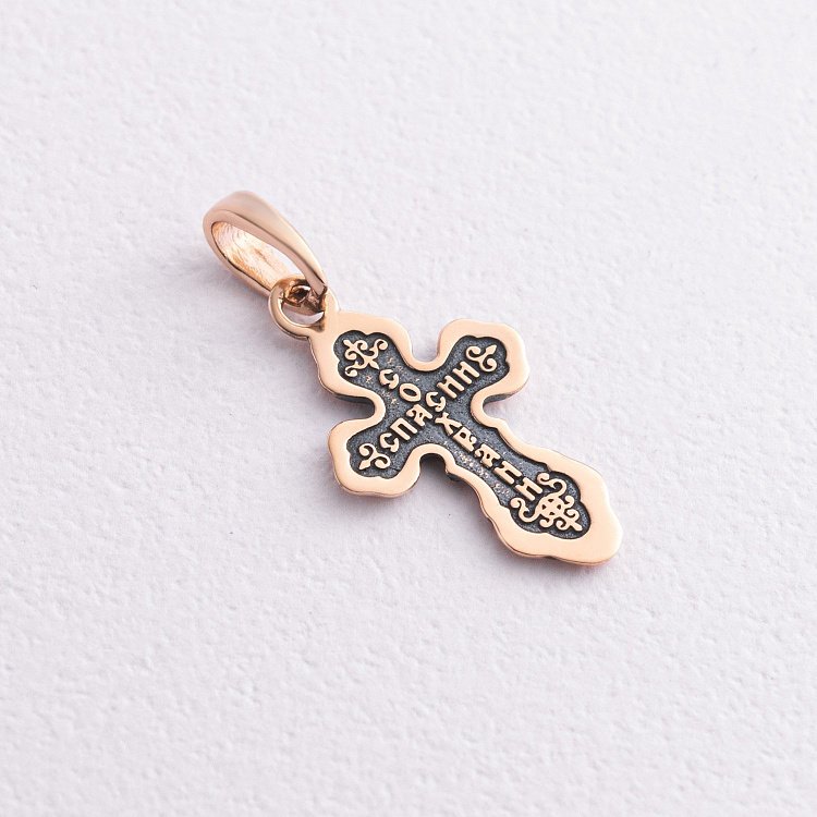 Дитячий золотий православний хрестик "Розп'яття. Спаси і збережи" п02320 від ювелірного магазину Онікс - 2