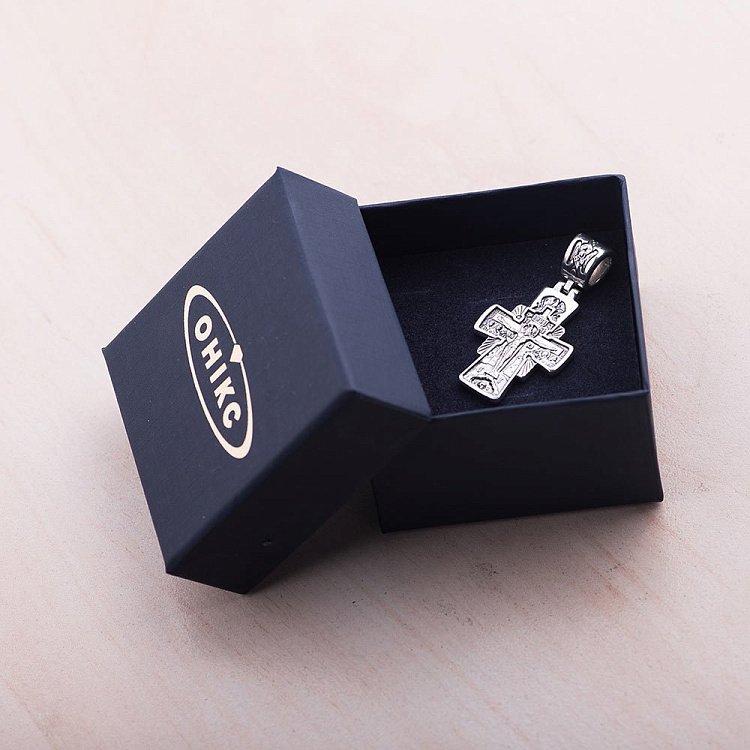 Серебряный православный крест "Господь Вседержитель. Икона Божией Матери "Семистрельная" 132477 от ювелирного магазина Оникс - 2