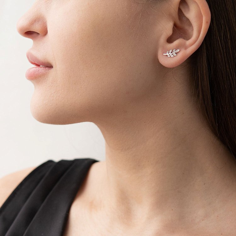 Срібні сережки - пусети "Гілочки" 122691 від ювелірного магазину Онікс - 4