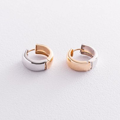 Серьги - кольца из желтого и белого золота с07009 №4