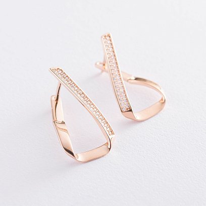 Золоті сережки з фіанітами с06096 №3