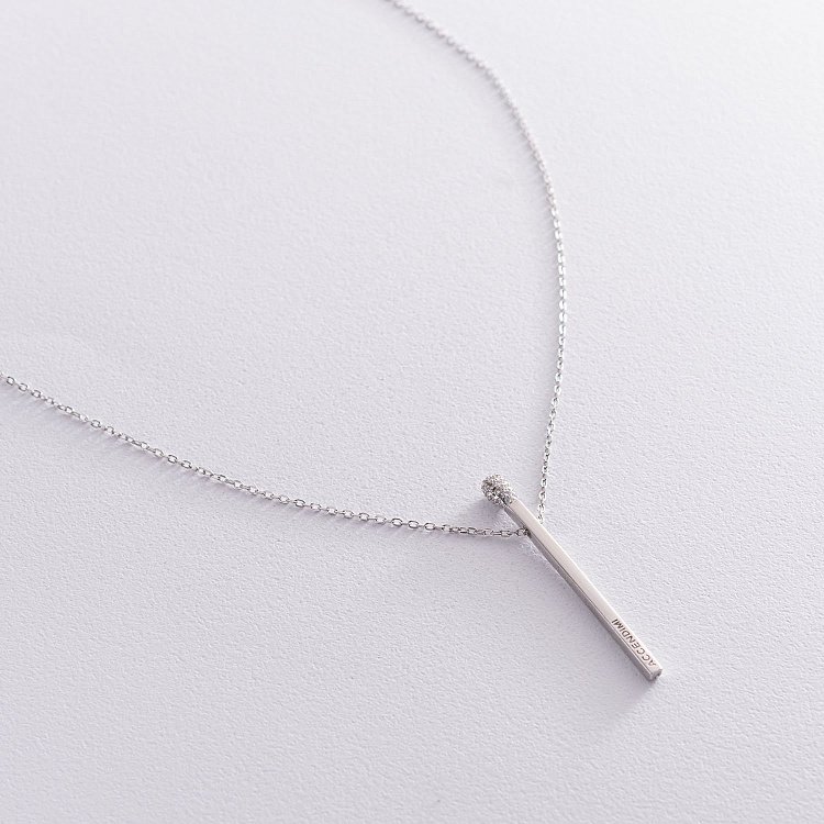 Срібне кольє "Сірник" (фіаніти) 181098 від ювелірного магазину Онікс