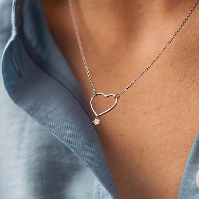 Срібне кольє "Сердечко" з фіанітом 1087 №2