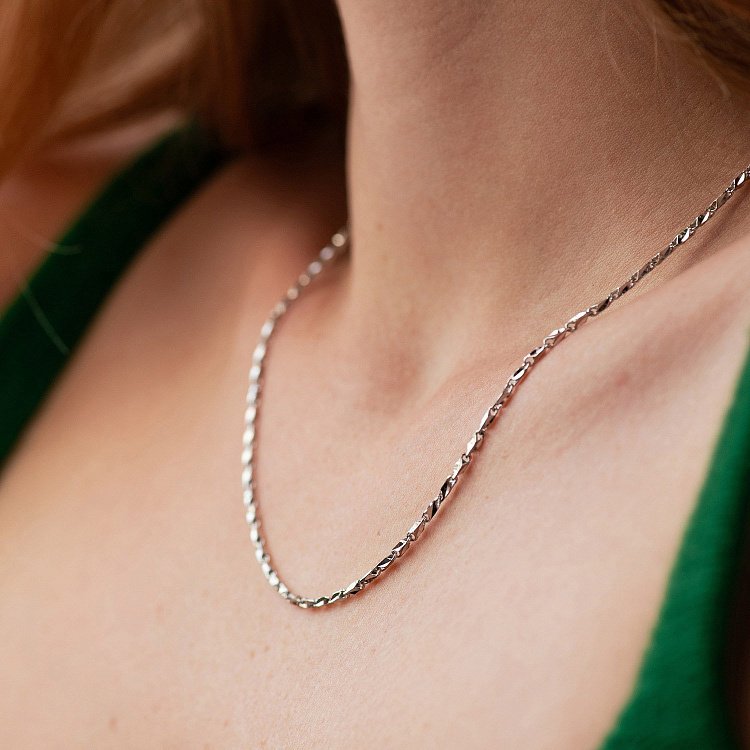 Фантазійний ланцюжок у білому золоті ц00471 від ювелірного магазину Онікс - 3