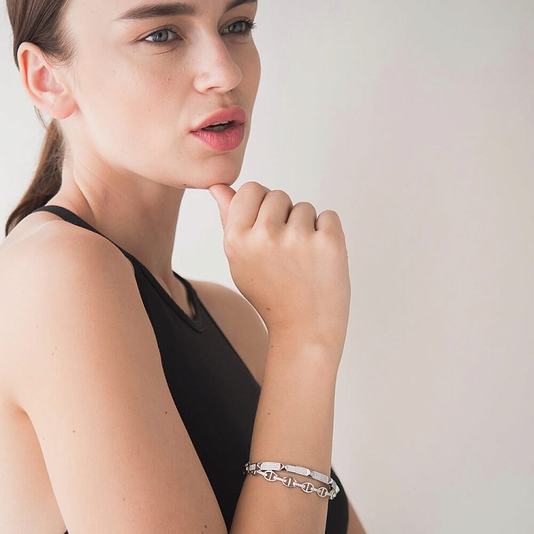 Серебряный браслет с фианитами 14970 от ювелирного магазина Оникс