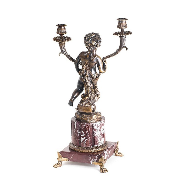 Бронзовая фигура ручной работы "Мальчик с подсвечником" сер00070 от ювелирного магазина Оникс - 1