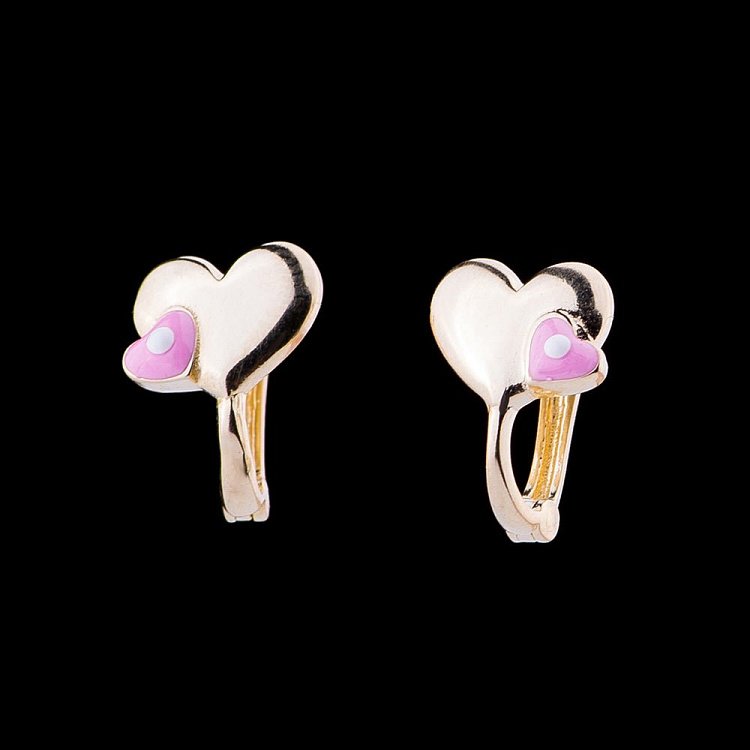 Золоті сережки "Пара сердечок" с04790р від ювелірного магазину Онікс - 1