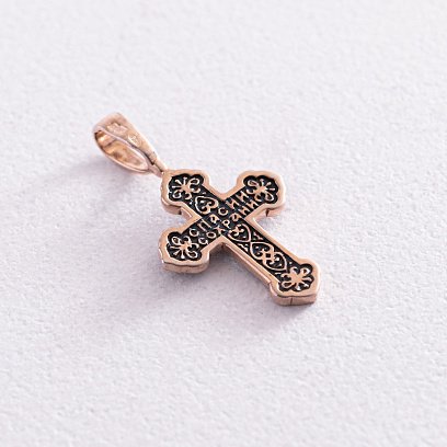 Золотий хрестик "Розп'яття. Спаси і збережи" з чорнінням п02991 №3
