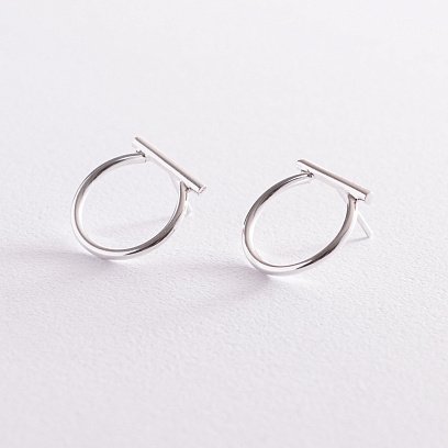 Серебряные серьги - пусеты "Амели" 123189 №4