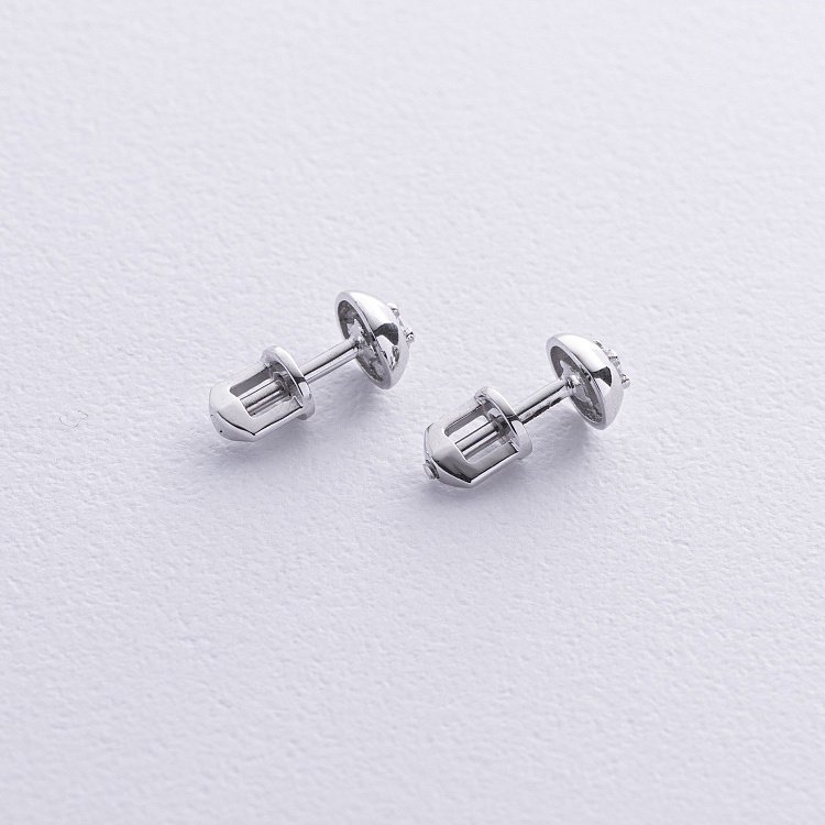 Сережки - пусети з фіанітами (біле золото) с02826 від ювелірного магазину Онікс - 2