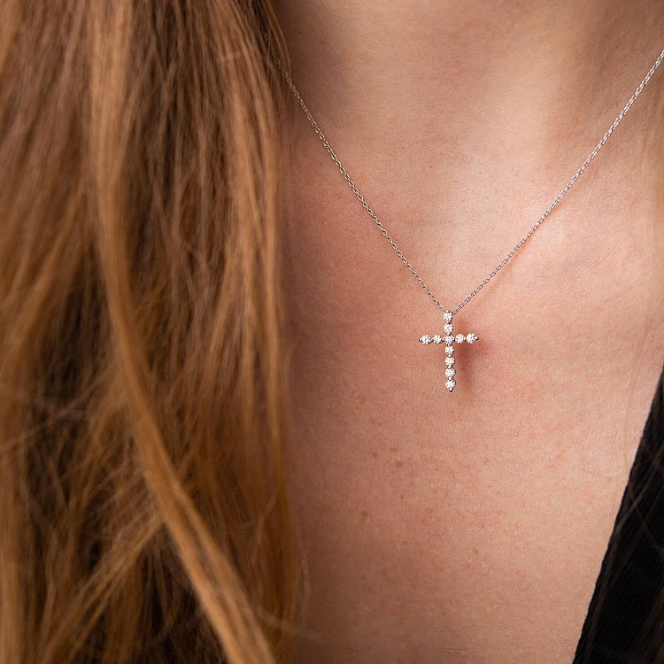 Золоте колье "Хрестик" з діамантами колб0108di від ювелірного магазину Онікс - 5