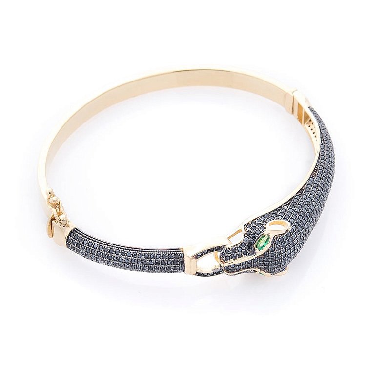 Золотий браслет "Пантера" з фіанітами б03929 від ювелірного магазину Онікс