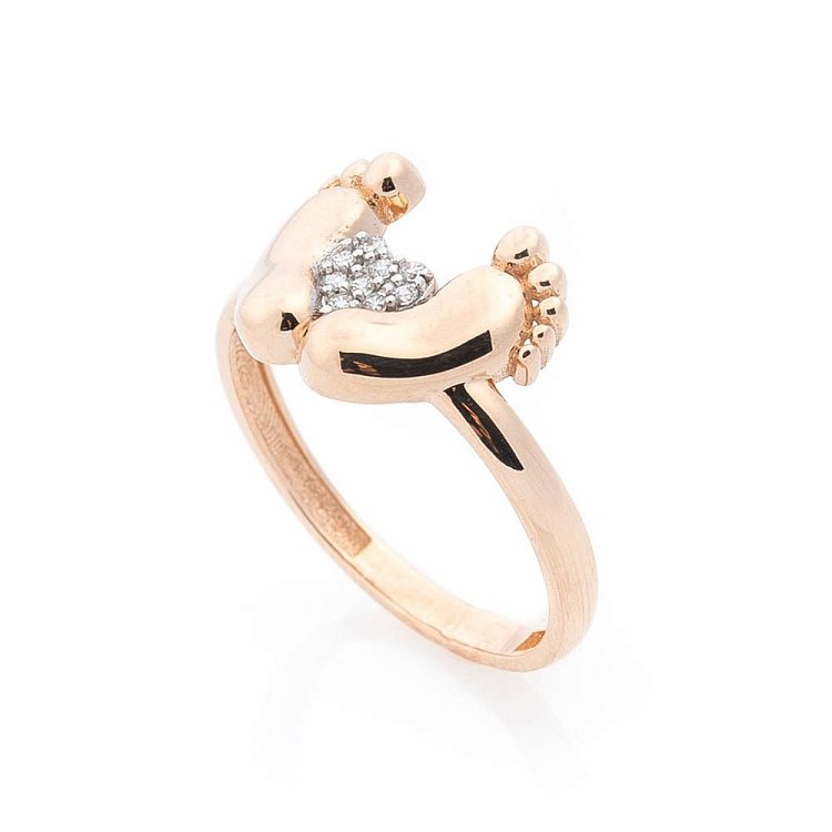 Золота каблучка "Ніжка немовляти" вставка фіаніт к05565 від ювелірного магазину Онікс - 3