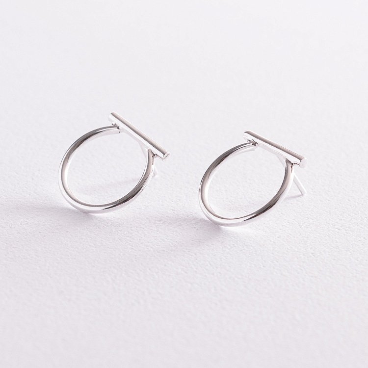 Серебряные серьги - пусеты "Амели" 123189 от ювелирного магазина Оникс - 3