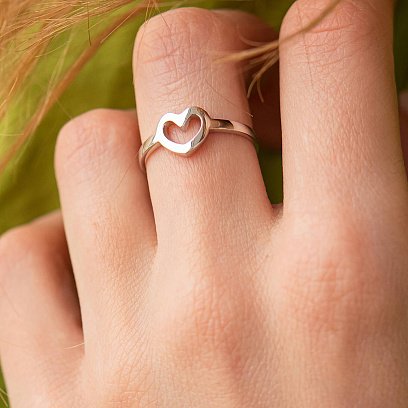 Каблучка "Сердечко" в білому золоті к07394 №2