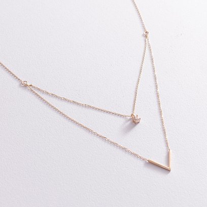 Золотое колье "Особенное" с фианитом кол02044