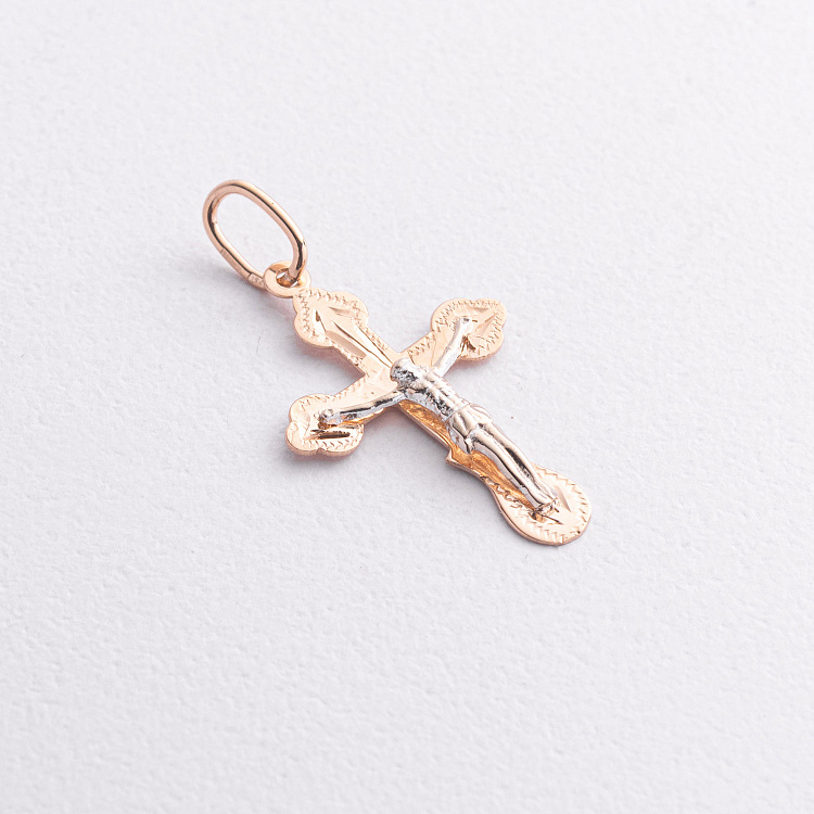 Золотой православный крестик "Распятие. Спаси и сохрани" (на укр. языке) п01675 от ювелирного магазина Оникс