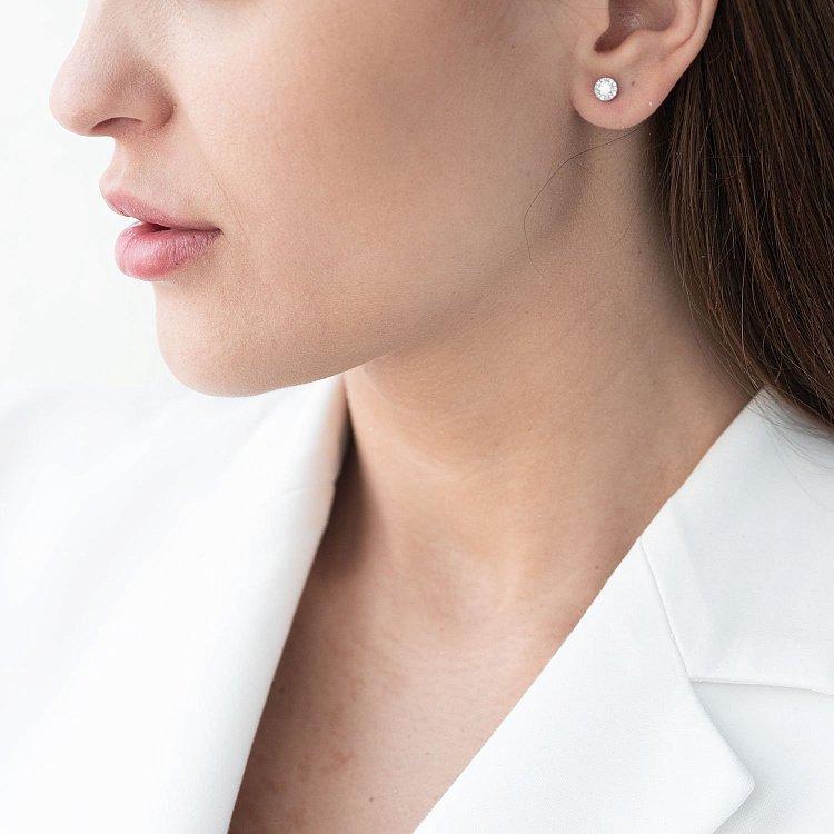 Золоті сережки-пусети (діамант) E00350mi від ювелірного магазину Онікс - 1