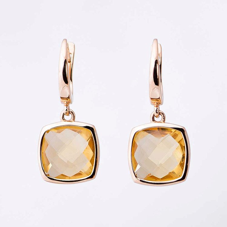 Золотые серьги с цитрином z14048686 от ювелирного магазина Оникс - 1