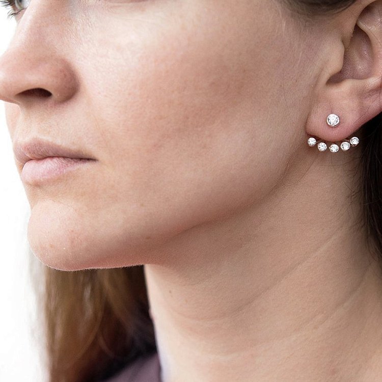 Серебряные серьги-пусеты с фианитами 121652 от ювелирного магазина Оникс - 6