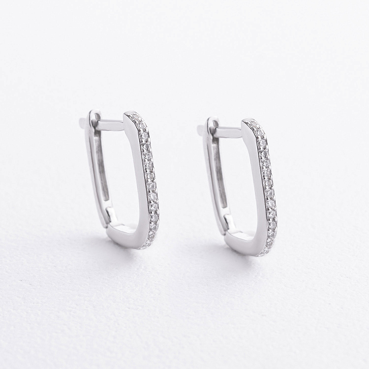 Серебряные серьги с фианитами 2599/1р-CZW от ювелирного магазина Оникс