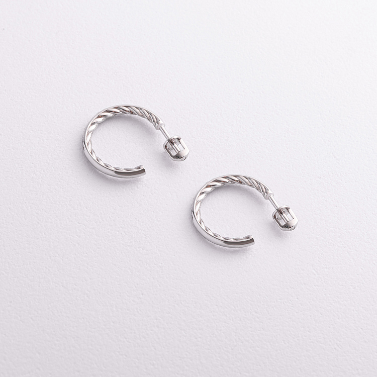 Золотые серьги - пусеты "Kelly" с фианитами с09528 от ювелирного магазина Оникс - 1