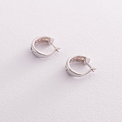 Золоті сережки з різнокольоровими сапфірами і діамантами сб0401mi №3