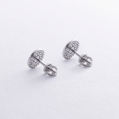 Серьги - пусеты с бриллиантами (белое золото) 322231121 №3