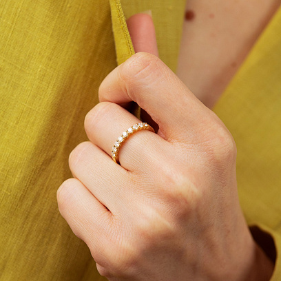 Золотое кольцо с дорожкой бриллиантов кб0684ri №4