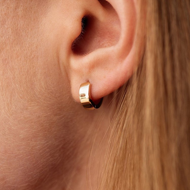 Сережки - кільця в жовтому золоті mini с08822 від ювелірного магазину Онікс - 3