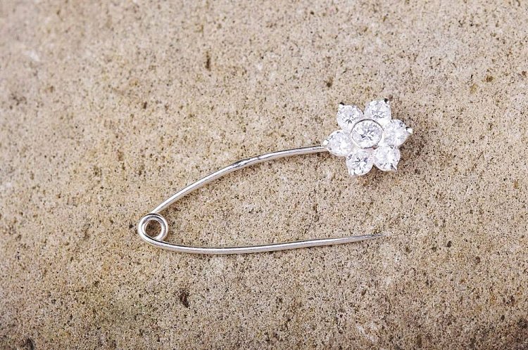 Булавка "Квіточка" (фіаніт) 21019 від ювелірного магазину Онікс - 4