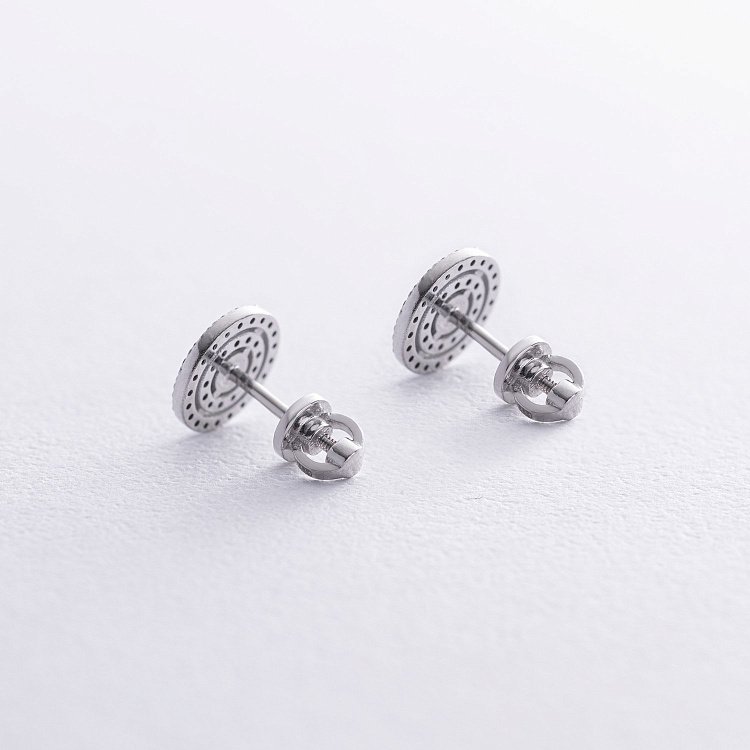 Серьги - пусеты с бриллиантами (белое золото) 322231121 от ювелирного магазина Оникс - 2