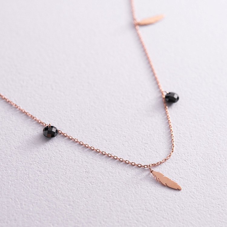 Колье "Перышки" в красном золоте (фианиты) кол02024 от ювелирного магазина Оникс - 2