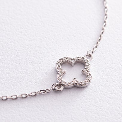 Срібний браслет "Конюшина" з фіанітами OR008201 №4