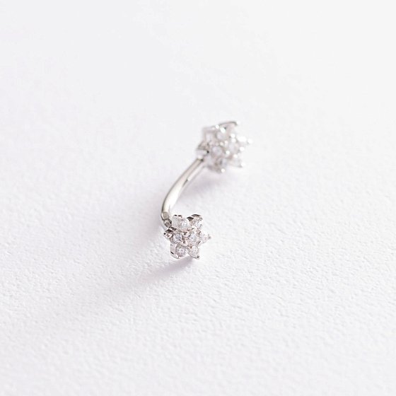 Серебряный пирсинг в пупок "Цветочки" 26010 №2