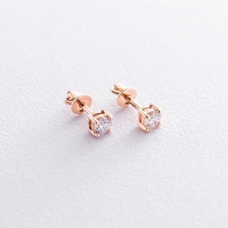 Золотые серьги-пусеты (бриллианты) сб0238 от ювелирного магазина Оникс - 2