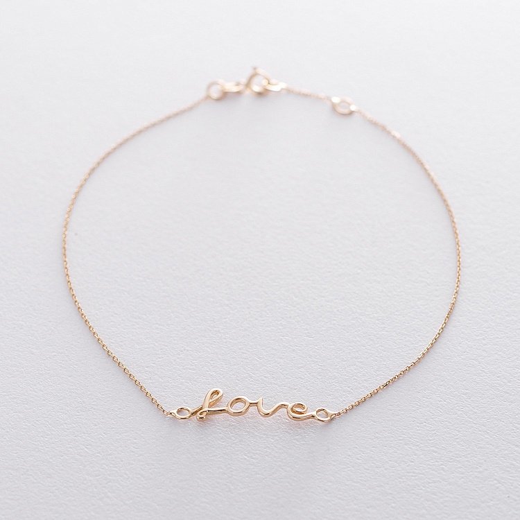 Браслет на ногу "Love" в желтом золоте б04173 от ювелирного магазина Оникс